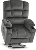 Medium Grey Lift Recliner Chair with Massage and Heat - Infinite