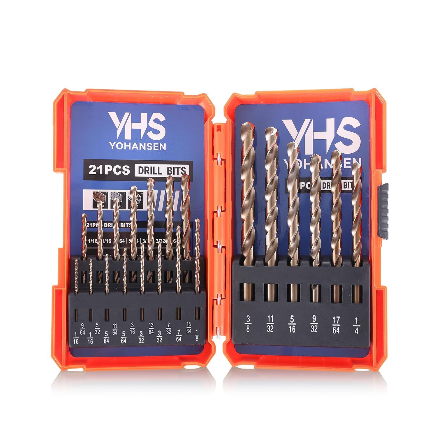 21Pcs Cobalt Drill Bit Set for Metal, Wood, and Plastics
