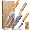 Emojoy Damascus Kitchen Knife Set 3 PCS - Precision Japanese Steel
