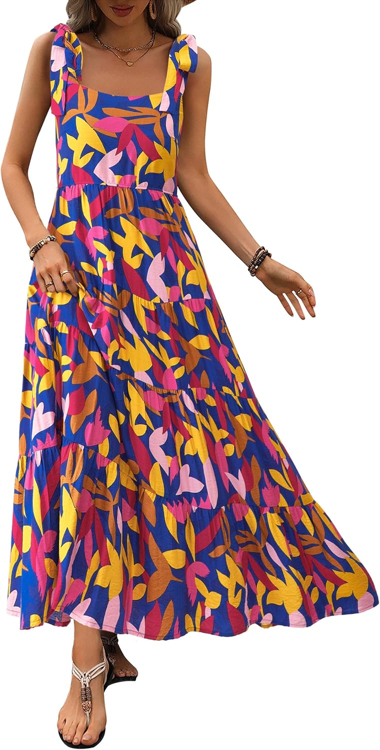 PRETTYGARDEN Summer Floral Maxi Dress for Women 2025
