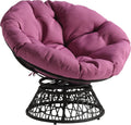 Papasan Chair with 360-Degree Swivel - Grey Frame with Purple Cushion