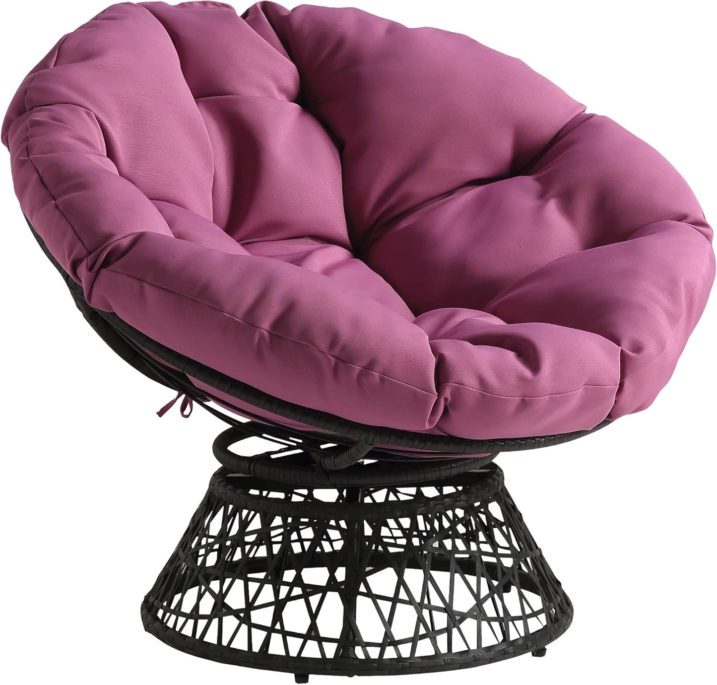 360-Degree Swivel Papasan Chair in Grey & Purple