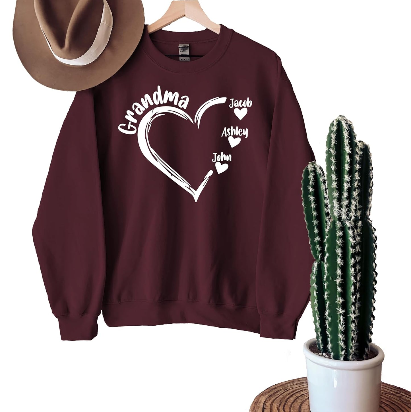 Custom Grandma Sweatshirt with Grandkid Names - MERRVEY