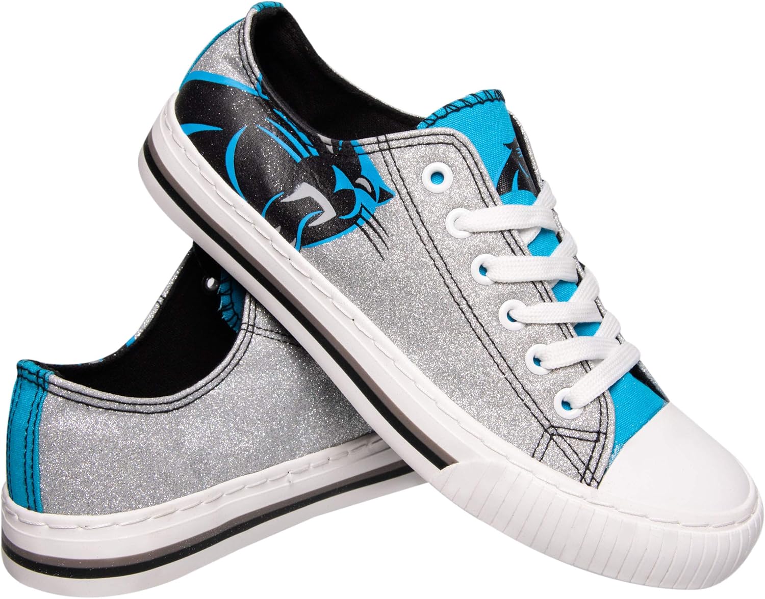 FOCO Women's NFL Team Logo Glitter Low Top Canvas Sneakers