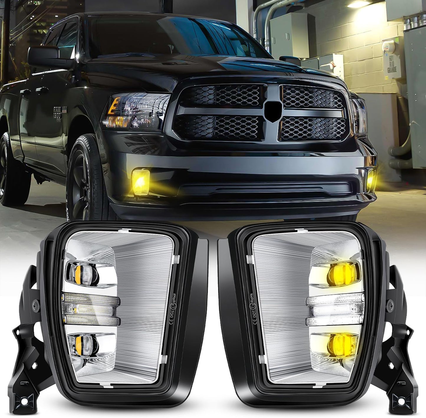 Led Fog Lights with Daytime Running Lights for Dodge Ram 1500
