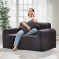 Dark Grey Faux Fur 2-Seater Loveseat Sofa - Compact Foam Couch