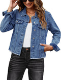 Denim Jacket for Women Distressed Jean Jacket - Vintage Western long