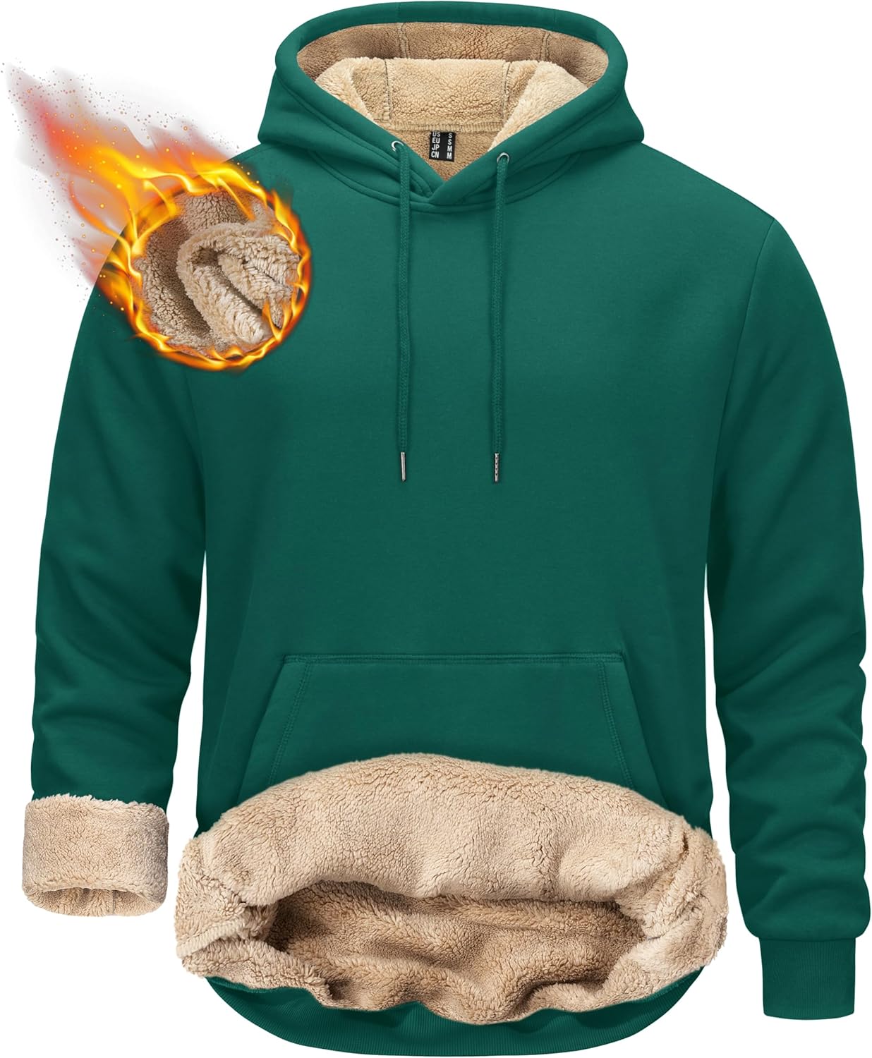 TACVASEN Men's Thick Sherpa Lined Hoodie for Winter Warmth