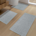 Light Grey Bathroom Rug Sets 3 Piece - Quick Dry Thin Bath Mats