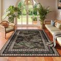 4x6 Impressionist-Style Black Rug for Bedroom - Washable Low Pile