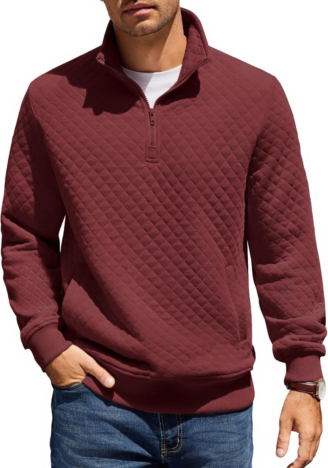 COOFANDY Mens Quarter Zip Pullover for Cozy Winter Wear