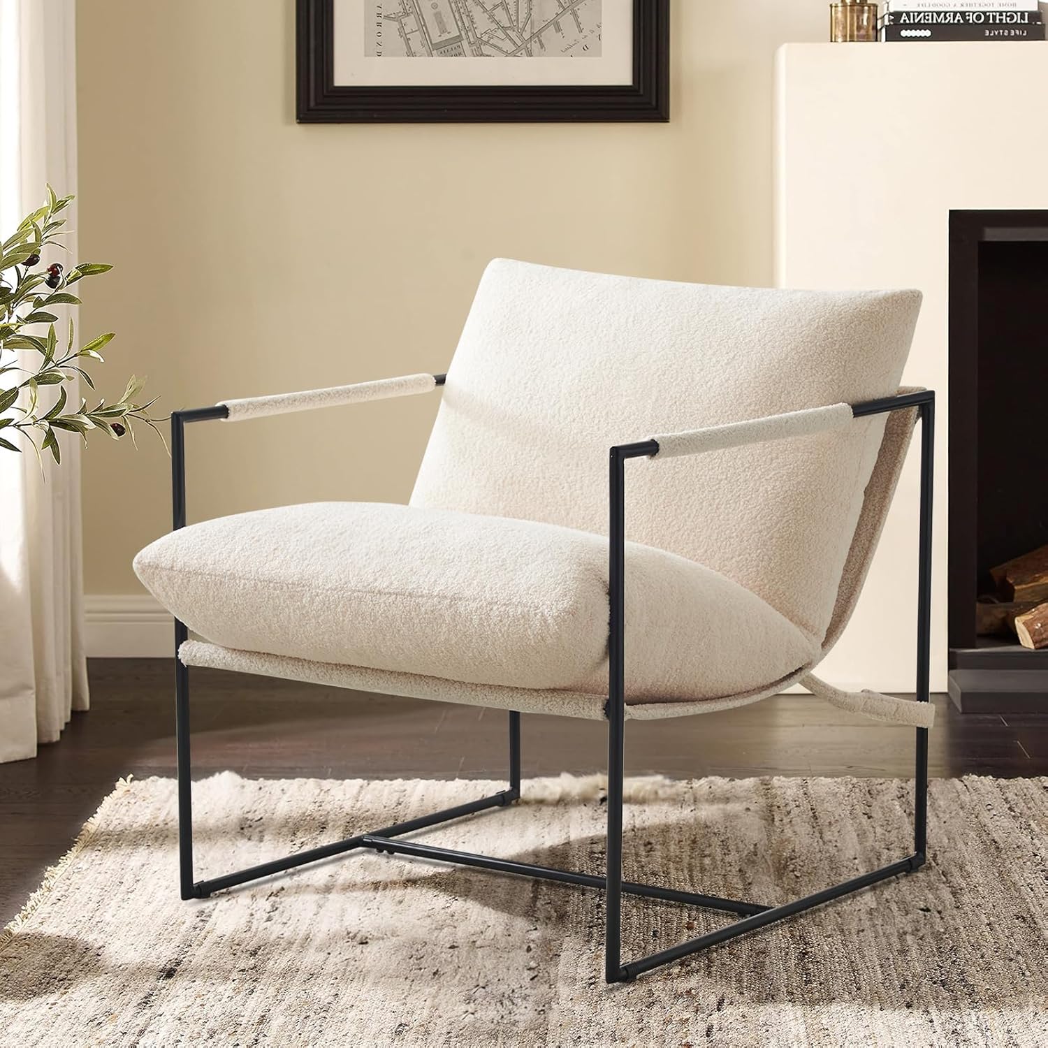 Boucle Fabric Sling Chair: Cozy Comfort