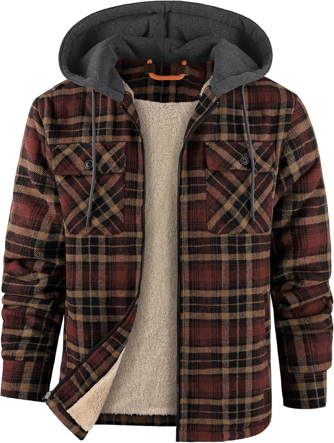 Men's Flannel Jacket with Sherpa Lining for Winter Comfort