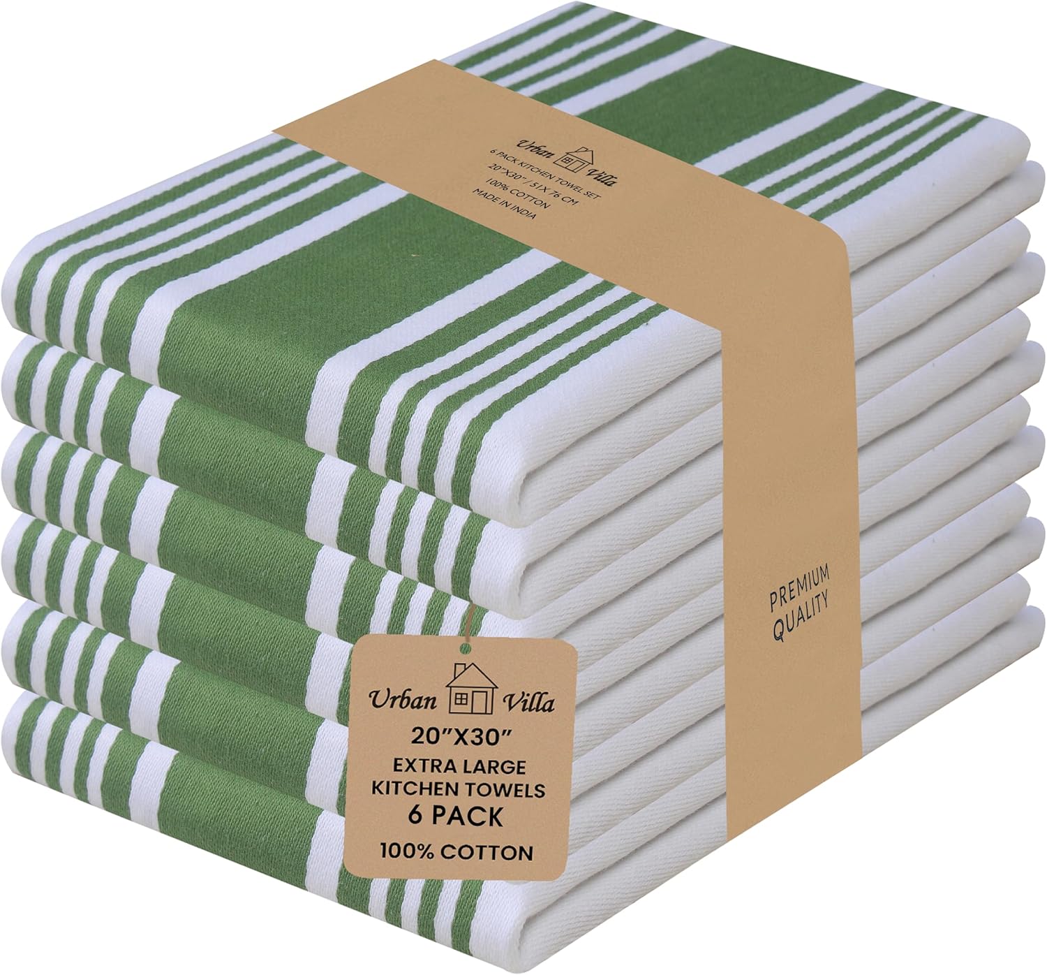 Urban Villa Kitchen Towels 20x30 Inches Extra Large 6 Pack