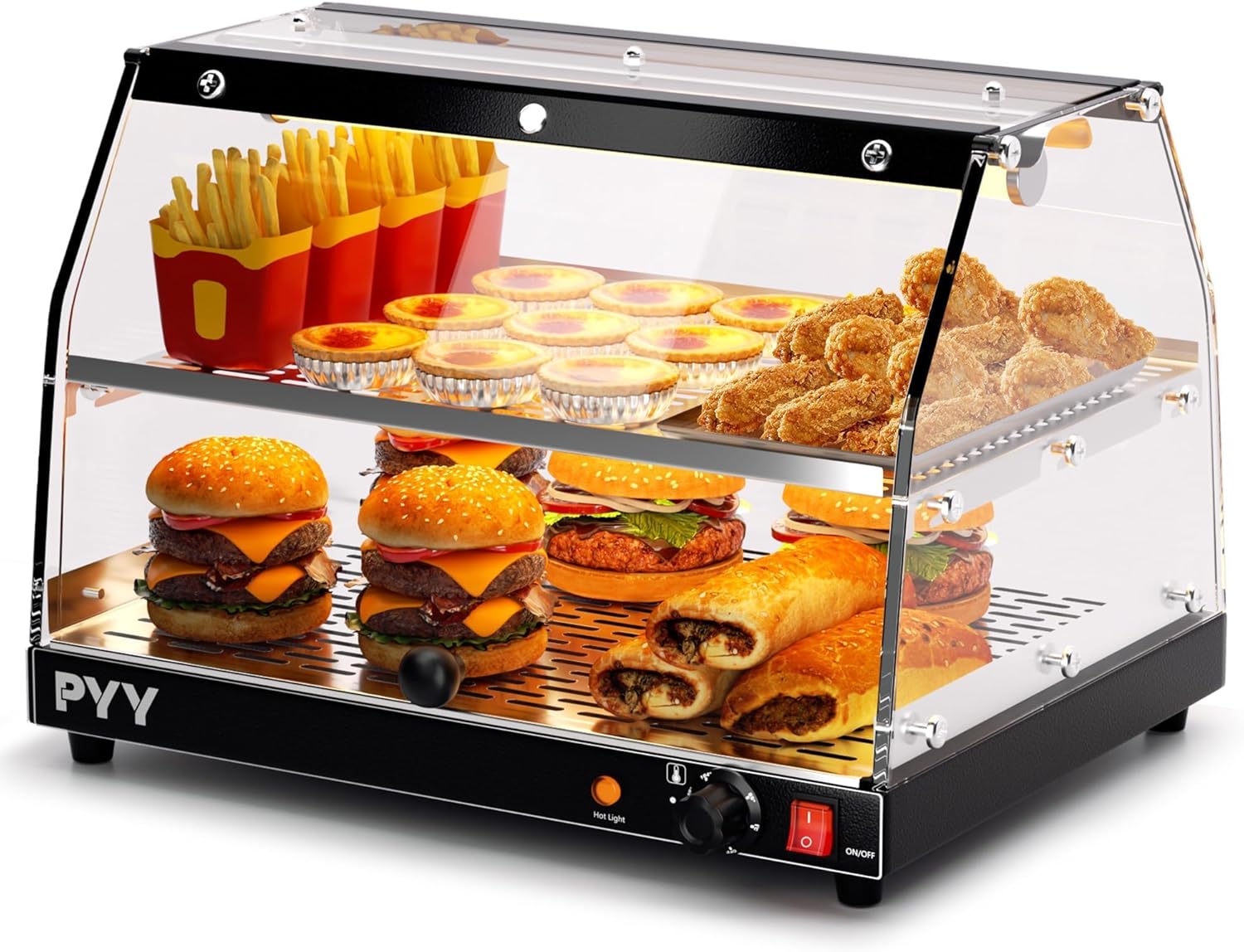 PYY Commercial Countertop Pizza Warmer with LED Lighting Display