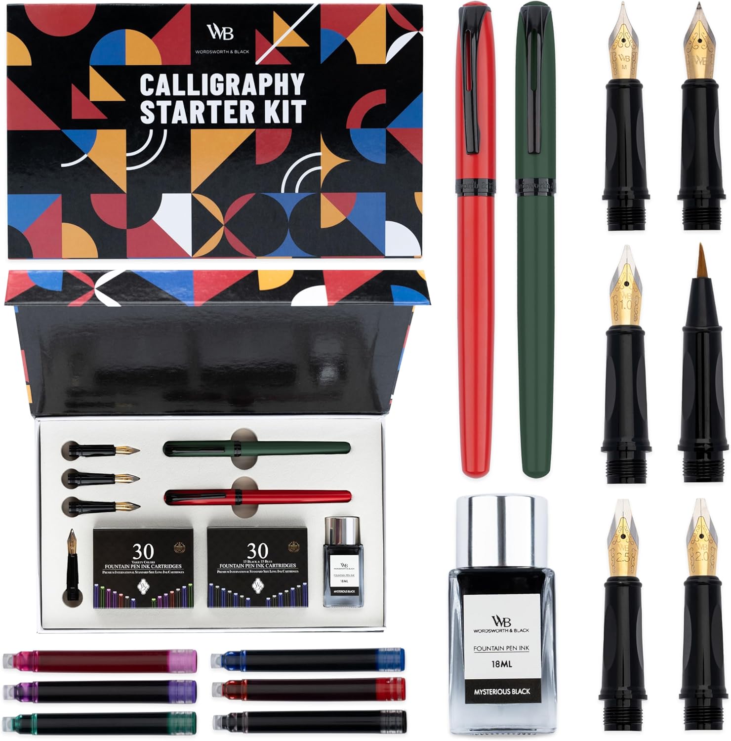 Wordsworth and Black Calligraphy Pen Set for Creative Writing