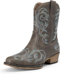 Cowboy Cowgirl Western Ankle Boots with Embroidered Stitching - Chic