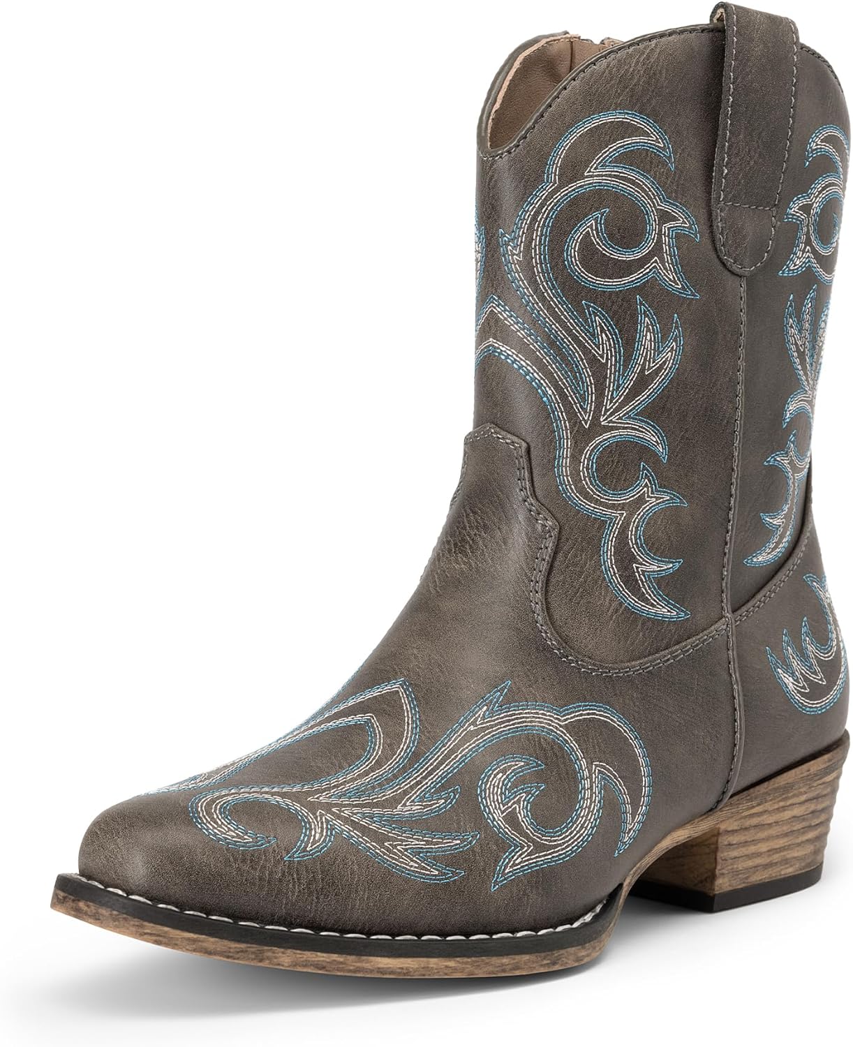 DREAM PAIRS Women's Cowboy Boots with Embroidery and Zipper