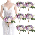 Artificial Bridesmaid Bouquets 6 Pcs 7in Lilac - Compact Pre-made Set