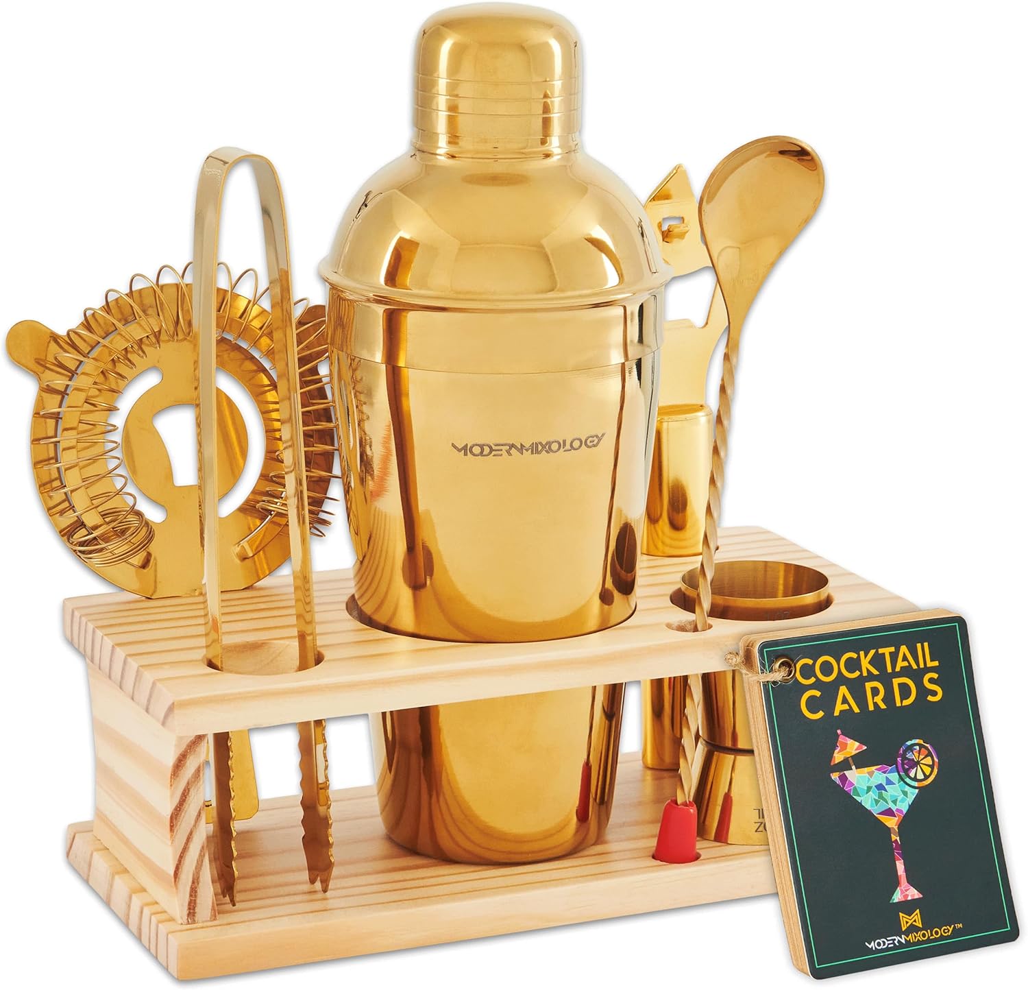 Mixology Bartender Kit - 8-Piece Gold Cocktail Shaker Set