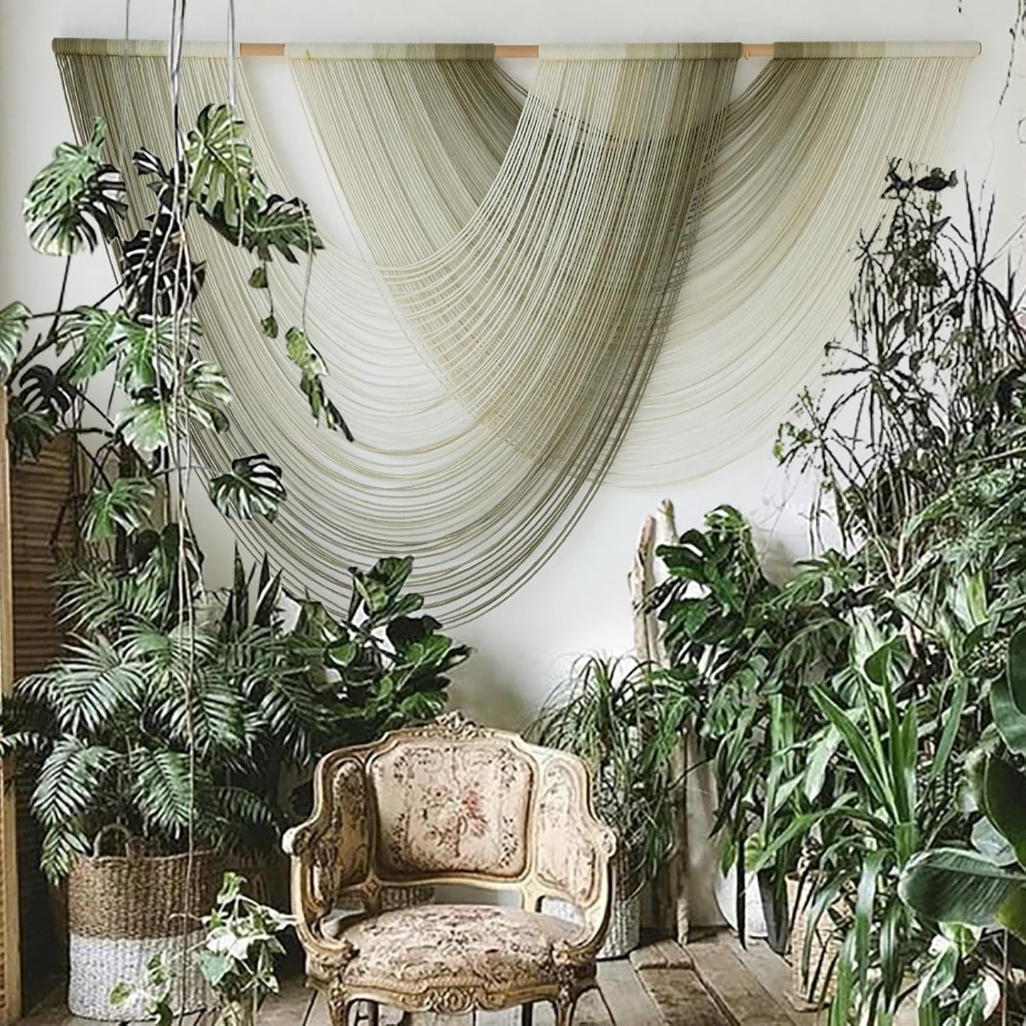 Macrame Wall Hanging Boho Decor Tapestry in Moss Green
