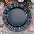 13ft Navy Blue Charger Plates Set of 12 - Gold Scalloped Rim