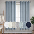 Blue Sheer Curtains 63 in Length Semi Blackout Linen Panels - Soft