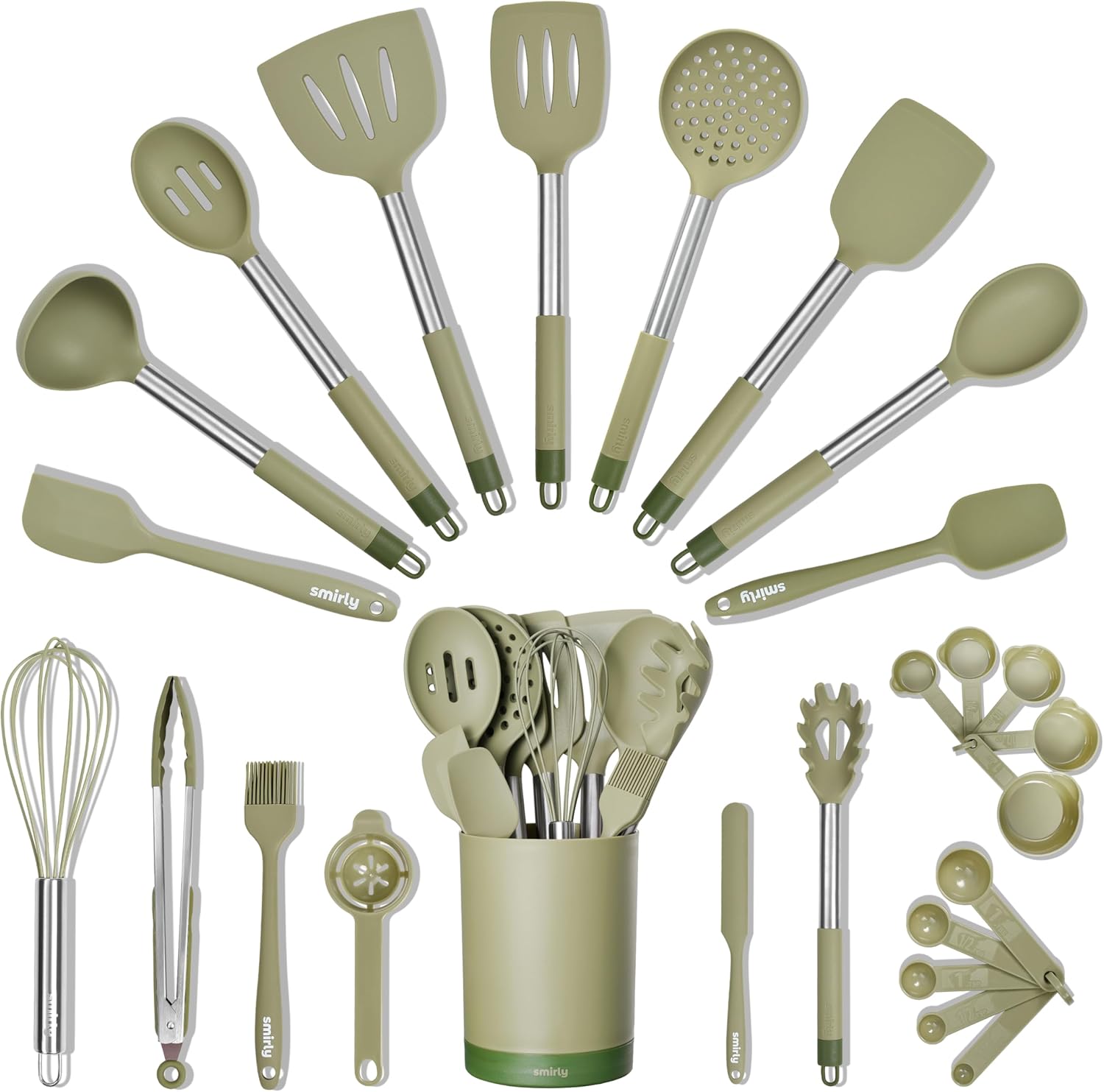 SMIRLY Kitchen Utensils Set: 26PCS Silicone Cooking Tools