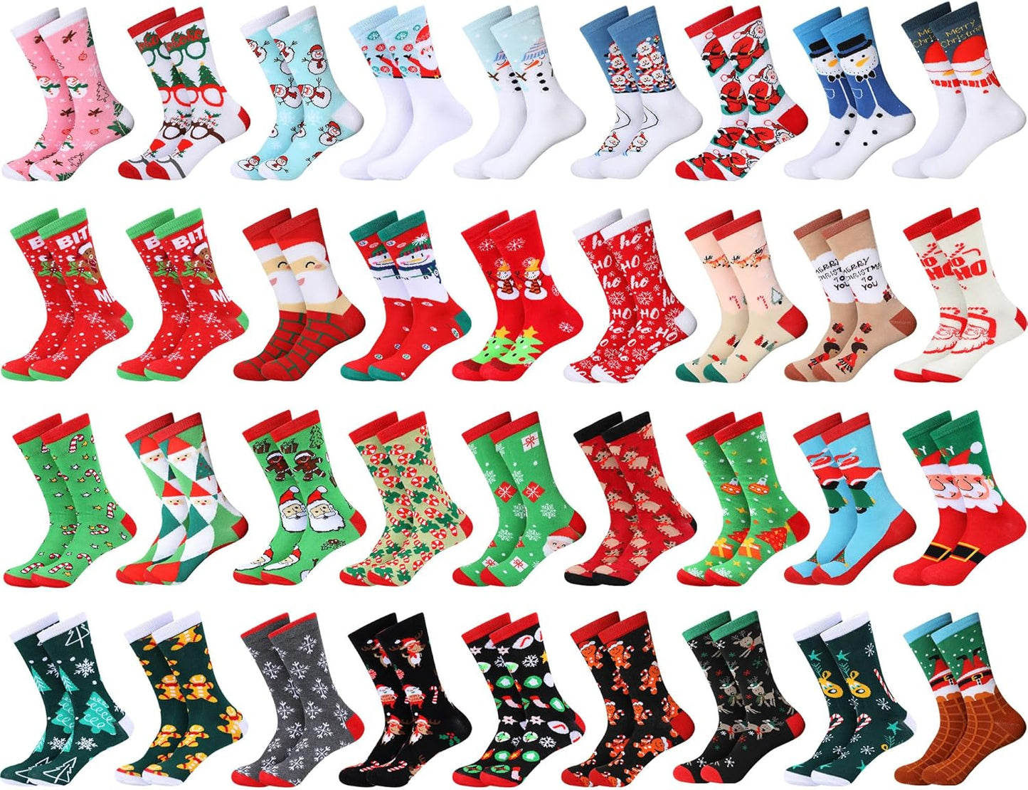 36 Pairs Christmas Crew Socks Set for Women - Funny & Warm