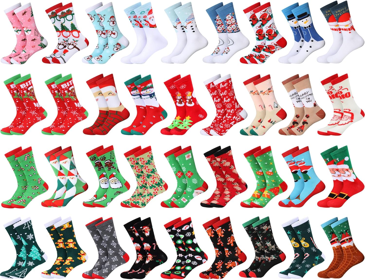 36 Pairs Christmas Crew Socks Set for Women - Funny & Warm