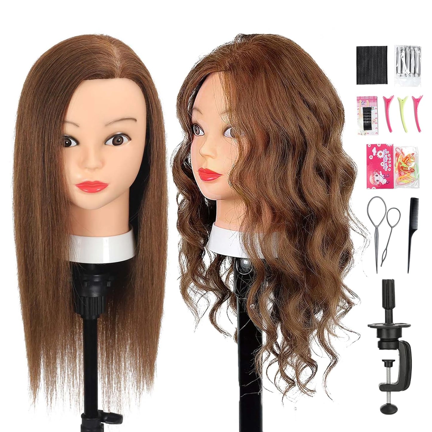 Mannequin Head with 100% Real Human Hair for Hairstyling Practice