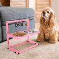 Elevated Bowls for Small and Medium Dogs - Adjustable Pink Feeder