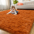 Burnt Orange Area Rug 4x6 - Fluffy Plush Shag Rug for Bedroom