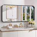 24x48 in Brushed Black Bathroom Mirror with Rounded Corners - Clear