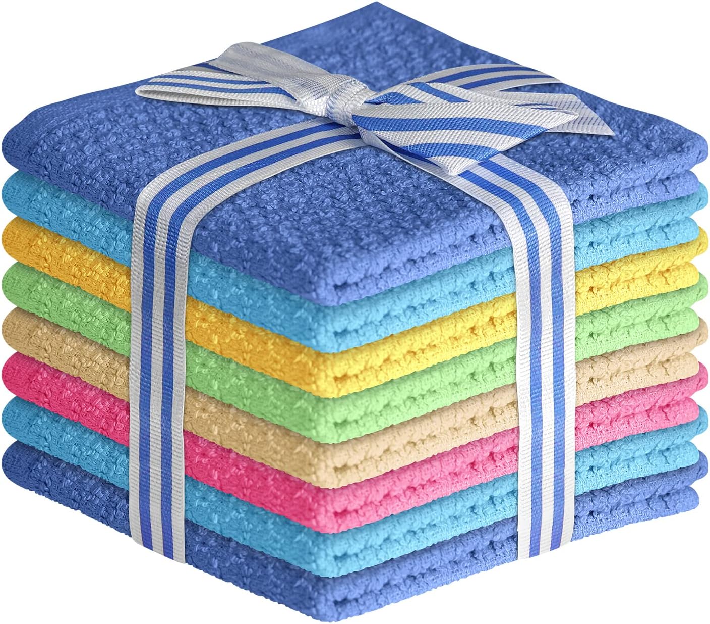 8-Pack Soft Cotton Washcloths - Multicolor Set
