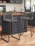 Bar Stools Set of 2 Counter Height Stools 26in - Ergonomic Faux