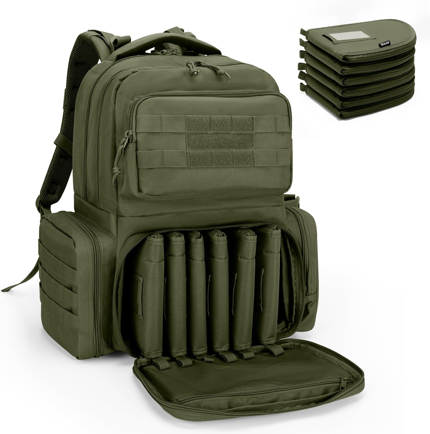 DSLEAF Tactical Pistol Backpack with 6 Cases and 10 Magazine Slots