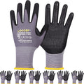 Work Gloves MicroFoam Nitrile Coated 6 Pairs - Tacky Dot Grip LOCCEF