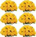 Artificial Yellow Rose Stems 50 Pcs Bulk - Realistic Silk Look