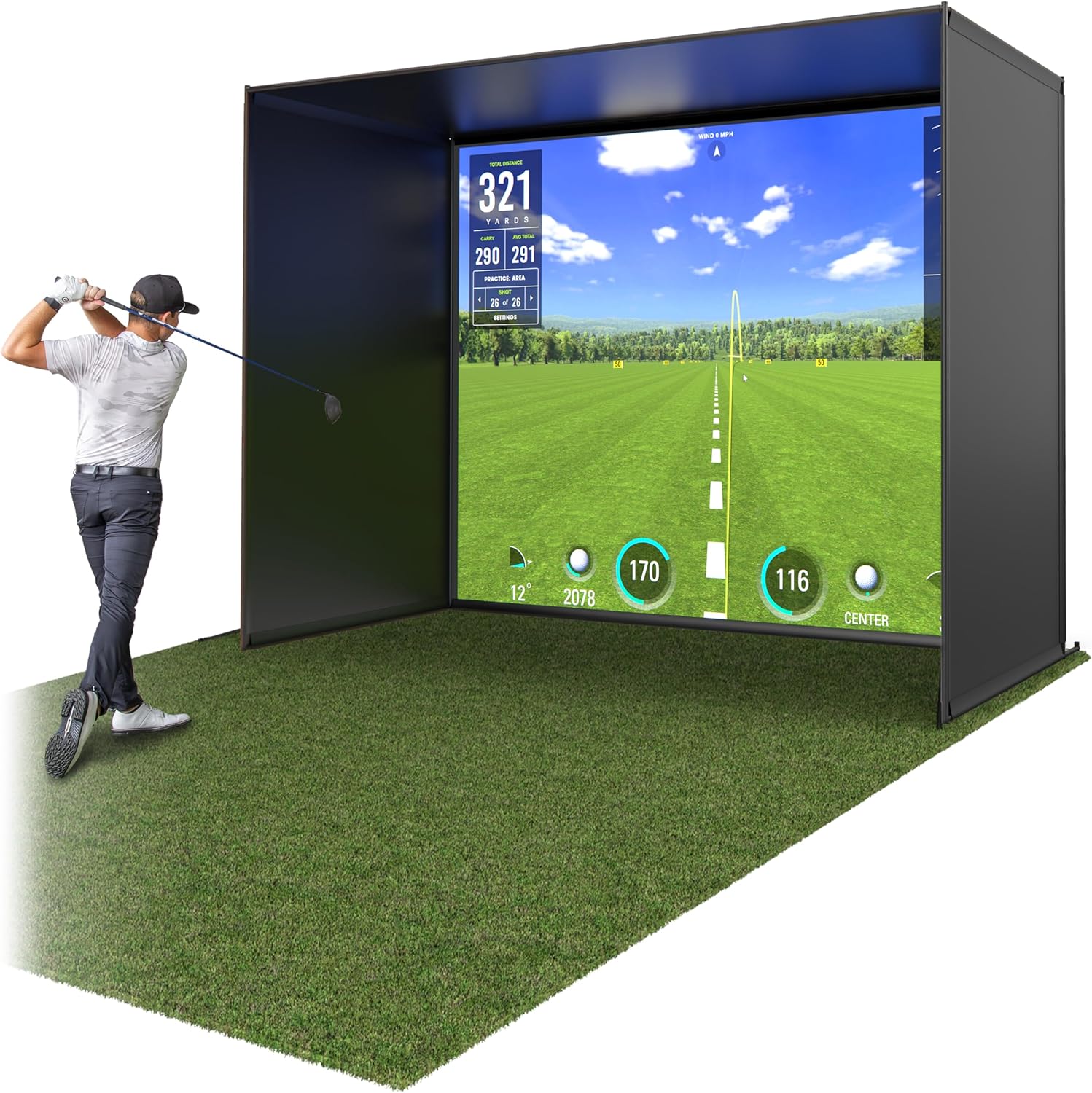 GoSports Golf Simulator Enclosure Nets for Indoor Golfing Fun