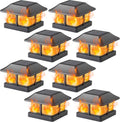 Solar Flame Post Cap Lights - Flickering 8 Pack for 4x4 Posts