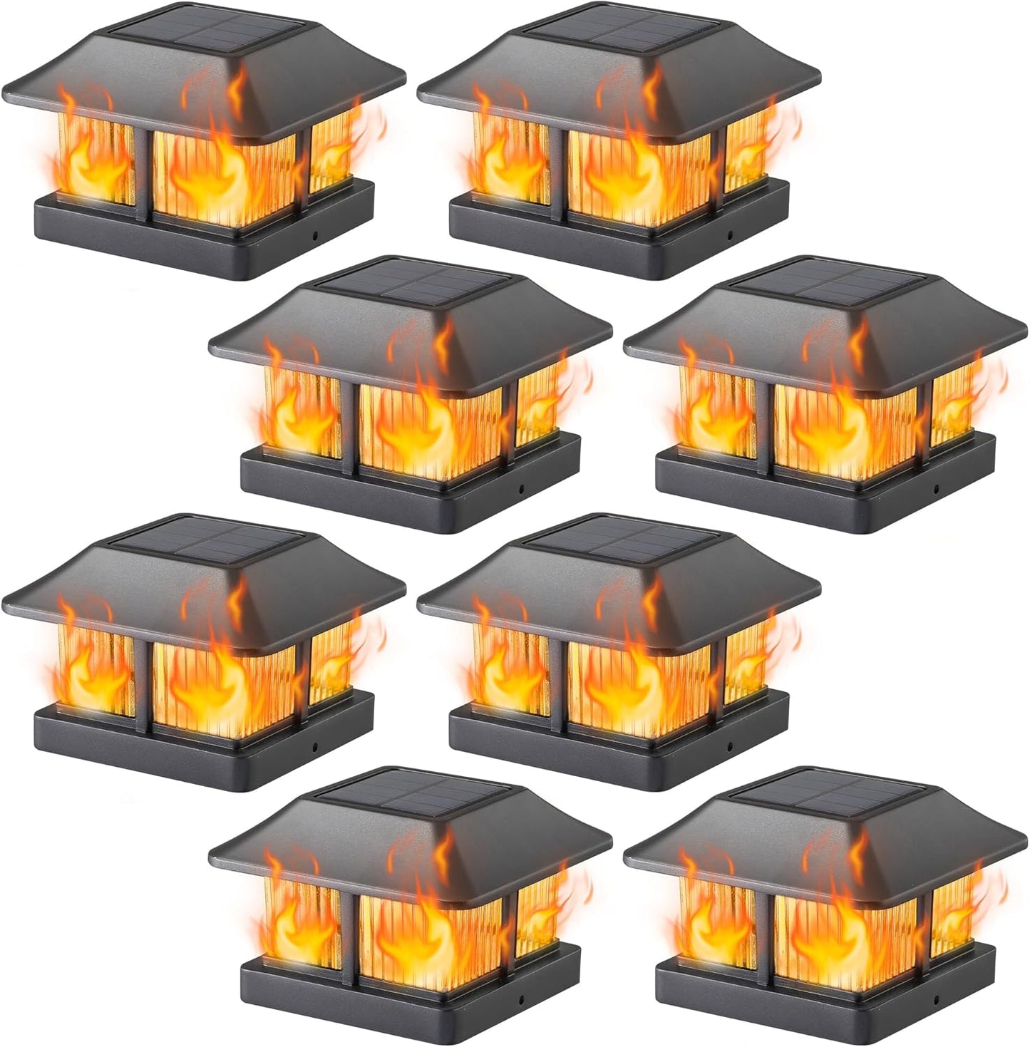 Dynaming Solar Flame Post Cap Lights for Outdoor Decor