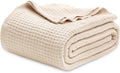 100% Cotton Waffle Blanket King Size for Women - Yellowish Cream