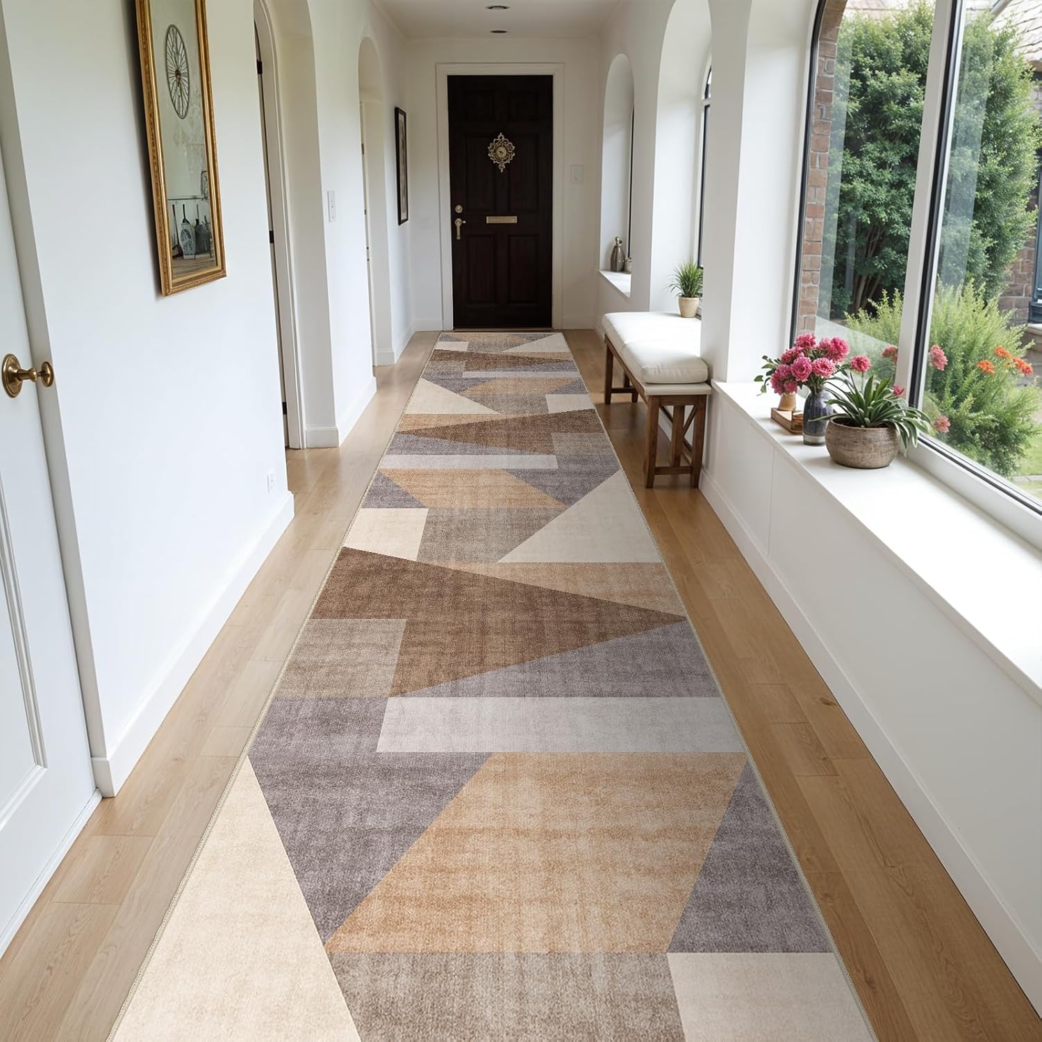 Runner Rug Non Slip Hallway: Modern Durable Long Carpet Mat