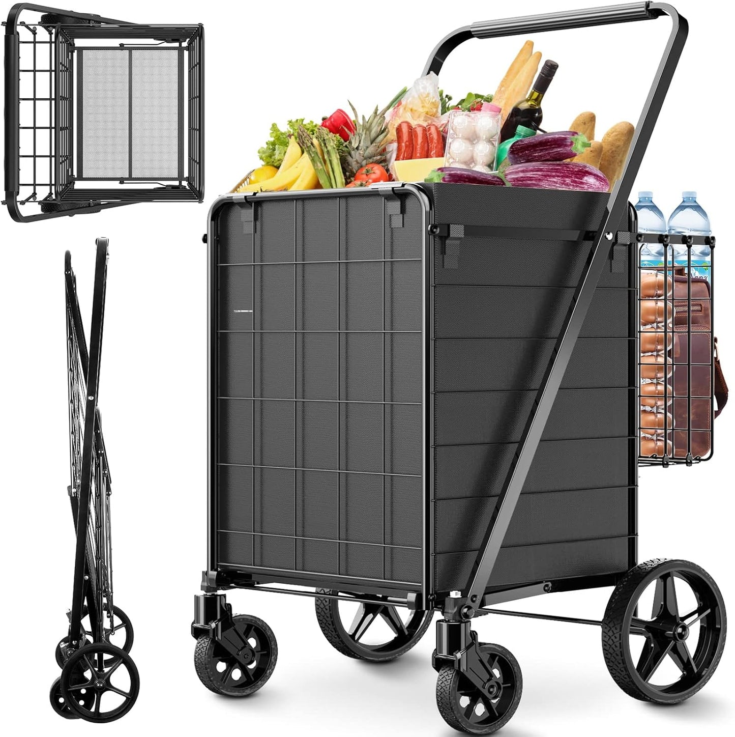 Folding Shopping Cart for Groceries with 360 lbs Capacity