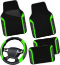 CAR PASS Leather Steering Wheel Cover and Waterproof Car Floor Mats