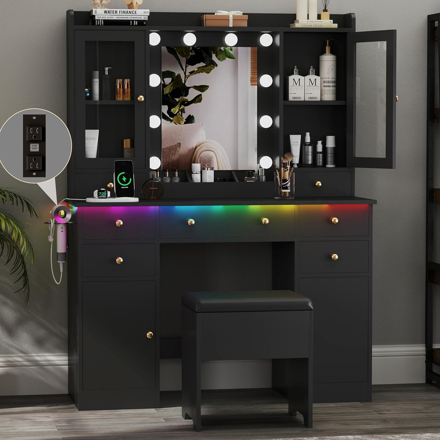 Makeup Vanity Desk with Mirror & LED Lights for Your Beauty