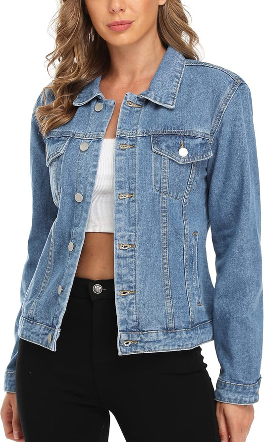 MISS MOLY Women's Denim Jacket - Trendy Button Up Jean Coat