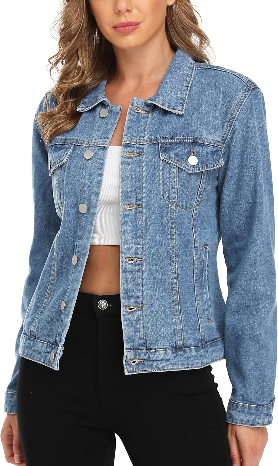 MISS MOLY Women's Denim Jacket - Trendy Button Up Jean Coat