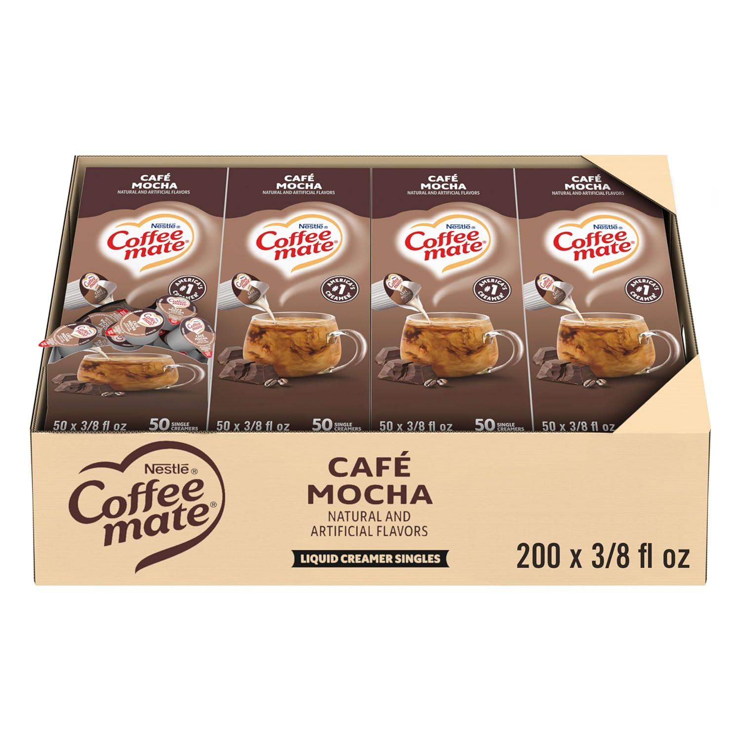 Nestle Coffee mate Cafe Mocha Liquid Creamer Singles Pack of 200